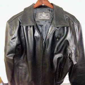 EA Collection Sleek Black Leather Bomber Jacket XXL